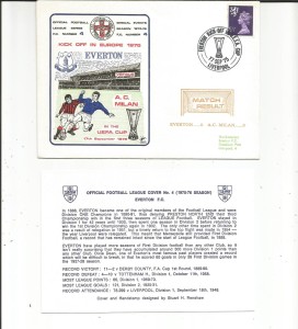 1975  DAWN  FOOTBALL COVER  FC 4 EVERTON LICK OFF UEFA CUP  EVERTON v A C MILAN for sale on Ebay