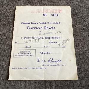 1977/78 Tranmere Rovers v Oxford Utd. Match ticket. for sale on Ebay