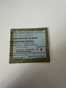 West Bromwich Albion WBA Vs Manchester United Man Utd 1968/69 Ticket Stub for sale on Ebay