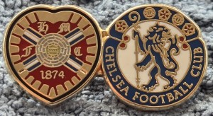 CHELSEA FC BADGE - CHELSEA / HEART OF MIDLOTHIAN TWIN CREST BADGE for sale on Ebay