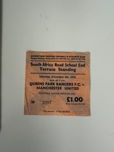 Queens Park Rangers Vs Manchester United 1976 Ticket Stub VERY RARE for sale on Ebay