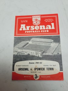 Arsenal Reserves V Ipswich Town 21.4. 1962 - Football Combination for sale on Ebay
