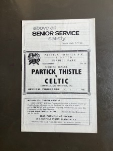 Partick Thistle v Celtic 12th Dec 1964  Scottish League Div 1 for sale on Ebay