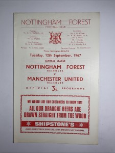 Nottingham Forest v Manchester United; Central League Reserves, 12th Sept. 1967 for sale on Ebay