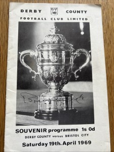 Derby County V Bristol City 1968/69 Signed To Front By Brian Clough for sale on Ebay