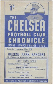 CHELSEA V QUEENS PARK RANGERS 1947-48 RESERVES COMBINATION CUP JANUARY 31ST 1948 for sale on Ebay