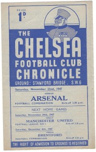 CHELSEA V ARSENAL 1947-48 RESERVES COMBINATION NOVEMBER 22ND 1947 for sale on Ebay