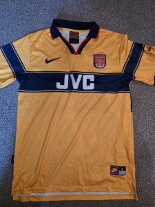 Vintage Arsenal Nike Yellow JVC Away S/S Shirt 1997/98 Double Season Adult Large for sale on Ebay