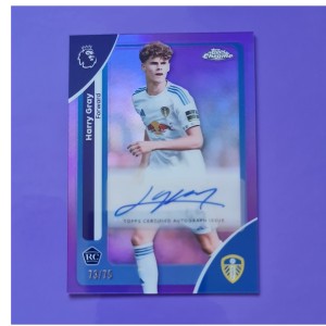 Topps Chrome 2026 Harry Gray Leeds United Auto Rookie Purple Refractor 73/75 for sale on Ebay