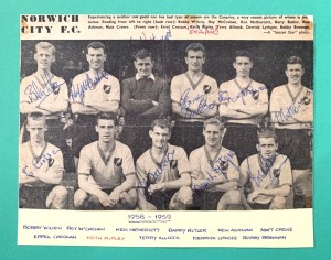 Norwich City. Autographed  Picture. 1958-59  (signed by 10) for sale on Ebay