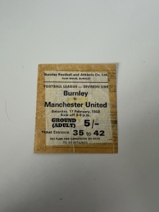 Burnley Vs Manchester United 1967/68 Ticket Stub VERY RARE MAN UTD for sale on Ebay