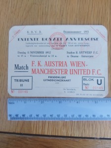 1952 AUSTRIA WIEN v MANCHESTER UNITED.  UNUSED TICKET for sale on Ebay