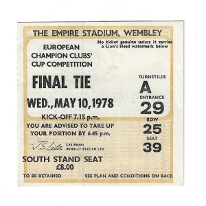 1978 European Cup Final Liverpool v Club Brugge - TICKET for sale on Ebay