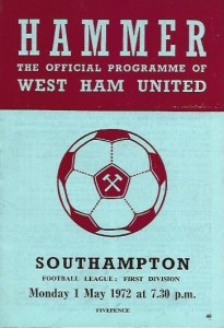 West Ham United v Southampton First Division 1st May 1972 for sale on Ebay