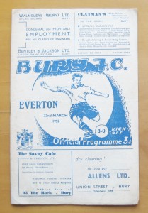 BURY v EVERTON 1951/1952 *Good Condition Football Programme* for sale on Ebay