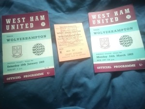 WEST HAM  UTD  v  WOLVES - 1969 ×2   +  MATCH TICKET =    POSTPONED for sale on Ebay