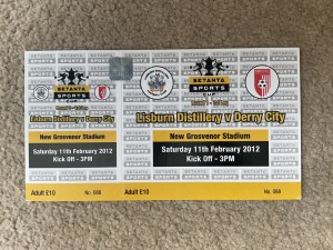 Lisburn Distillery v Derry City Football Ticket Setanta Sports Cup 11 Feb 2012 for sale on Ebay