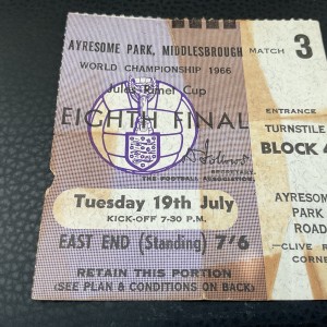 World Cup 1966. Eighth Final Italy v N. Korea.  Ayresome Park Ticket Stub. . for sale on Ebay