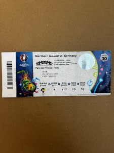 Northern Ireland v Germany Ticket Euro 2016 Paris Rare UEFA Match 30 Original for sale on Ebay