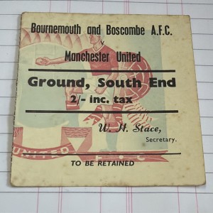 Football 2 Shilling Ticket Bournemouth & Boscombe AFC Vs. Manchester United for sale on Ebay