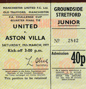 TICKET: Manchester United v Aston Villa (FA Cup) 1976/1977 for sale on Ebay