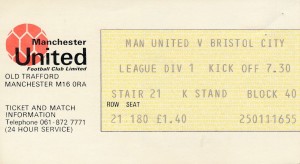 TICKET: MANCHESTER UNITED v Bristol City late 1970s - EXCELLENT CONDITION for sale on Ebay