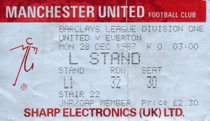 TICKET: Manchester United v Everton 1987/1988 for sale on Ebay
