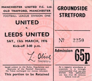 TICKET: Manchester United v Leeds United 1975/1976 for sale on Ebay