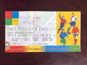 Czech Republic v Italy Euro96 Ticket. Friday 14th June 1996 for sale on Ebay