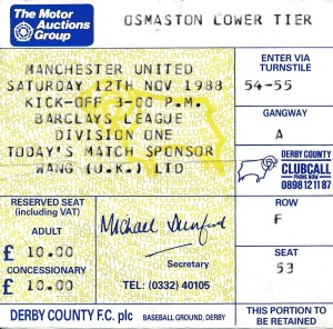 TICKET: Derby County v Manchester United 1988/1989 for sale on Ebay