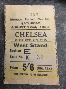 RARE 1953 BLACKPOOL F.C v CHELSEA F.C TICKET STUB  for sale on Ebay