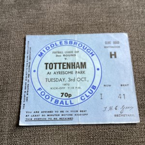 1972/3 Middlesbrough v Spurs. League cup. Match ticket for sale on Ebay