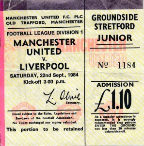 TICKET: Manchester United v Liverpool 1984/1985 for sale on Ebay