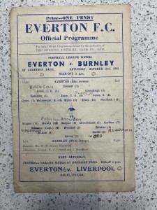 EVERTON V  BURNLEY - Div 1 North - 2nd Oct - 1944/45 - Single Sheet Programme for sale on Ebay