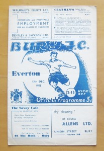BURY v EVERTON 1952/1953 *Good Condition Football Programme* for sale on Ebay