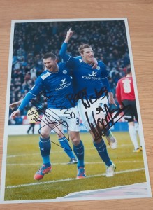 Superb Hand Signed David Nugent & Chris Wood 2012/13 Leicester City 12x8