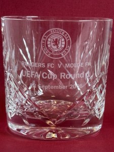 Crystal Glencairn Rangers Fc Molde FK UEFA  Cup Round 1 2006 Football Glass for sale on Ebay