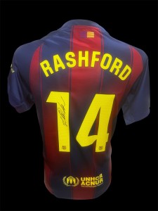 MARCUS RASHFORD SIGNED FC BARCELONA HOME SHIRT EXACT PHOTO PROOF CHAMPIONS for sale on Ebay
