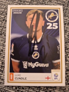 Signed Luke Cundle Millwall Football EFL panini Sticker 2025/26 for sale on Ebay