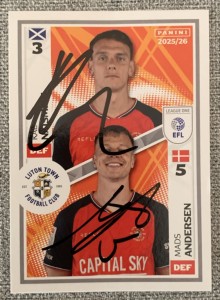 SIGNED EFL 25/26  STICKER - KAL NAISMITH/MADS ANDERSEN - LUTON TOWN for sale on Ebay