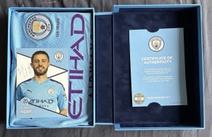 Signed Bernardo Silva 125th year Manchester City Shirt with CoF for sale on Ebay
