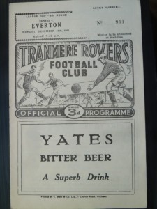 TRANMERE ROVERS  v  Everton   60/1   FL Cup. for sale on Ebay