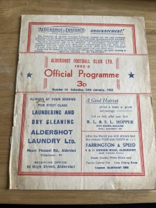 Aldershot V Swindon Town Programme Division Three January 1953 for sale on Ebay
