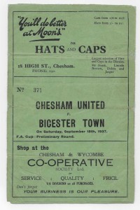 1937/38 FA Cup Preliminary Round - CHESHAM UNITED v. BICESTER TOWN for sale on Ebay