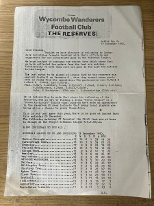 WYCOMBE WANDERERS RES v CORINTHIAN CASUALS RES RARE PROGRAMME - SL - 18/12/1980 for sale on Ebay