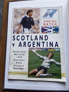 Scotland V Argentina 28/03/1990 Friendly International Programme for sale on Ebay