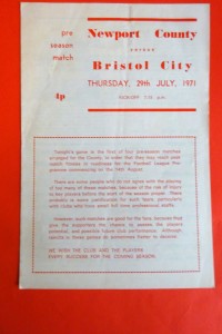 1971/72    NEWPORT COUNTY v BRISTOL CITY  Friendly Match for sale on Ebay