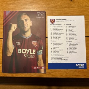 WEST HAM UNITED v ARSENAL 10.05.2026 PROGRAMME+TEAM SHEET PL SEASON 2025/26 for sale on Ebay