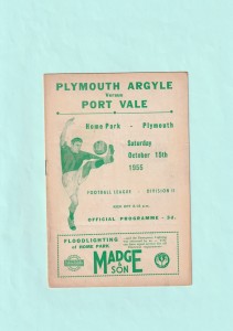 1955/56 LEAGUE DIVISION 2 : PLYMOUTH ARGYLE v PORT VALE ON 15TH OCTOBER 1955 for sale on Ebay