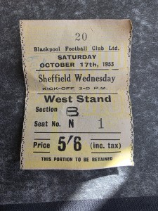RARE 1953 BLACKPOOL F.C TICKET STUB v SHEFFIELD WEDNESDAY for sale on Ebay